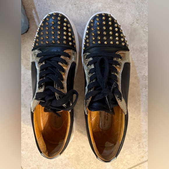 Chic Black and Gold Studded Women's Sneakers